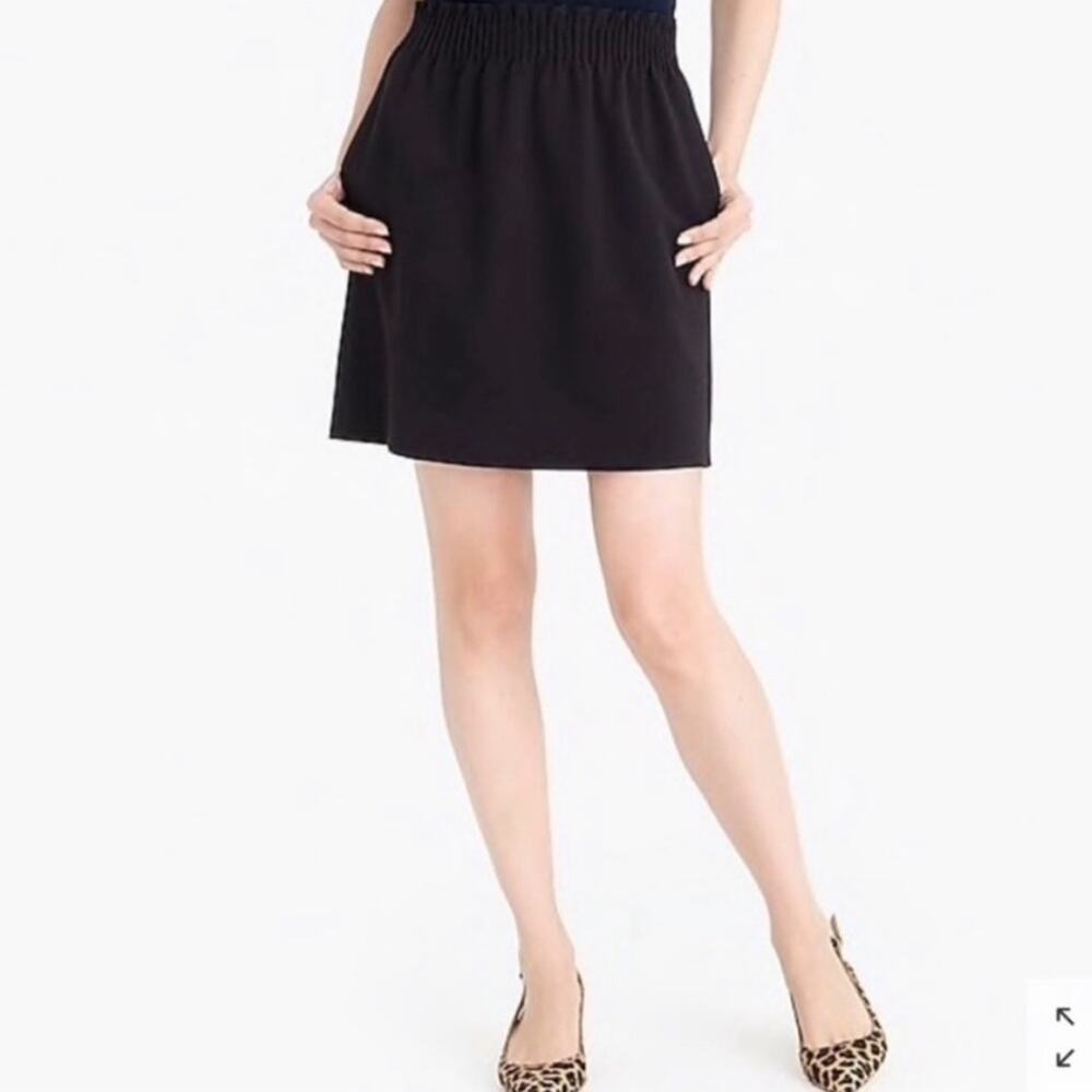 J Crew Size 00 Solid Black Paperbag Sidewalk Wool Blend Mini Skirt Pull On 95435